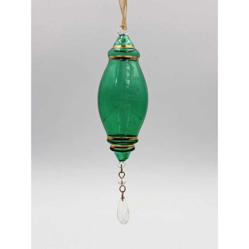 Hallmark Keepsake Ornament Perfect Harmony Etched Glass Green Gold 2002 Vintage